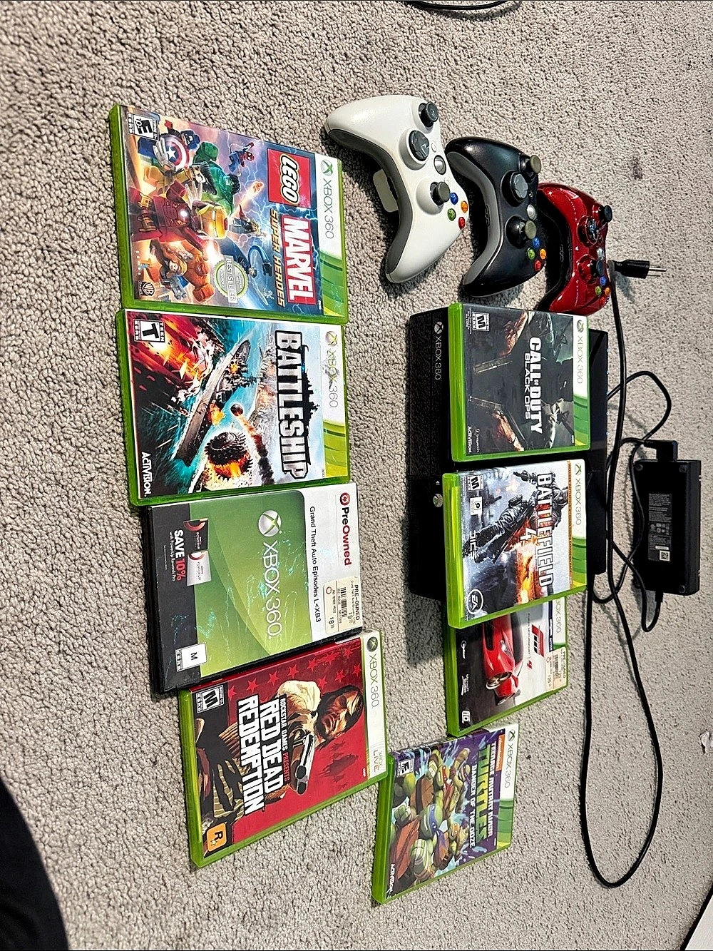 Xbox 360 Console Bundle with Controllers and Games